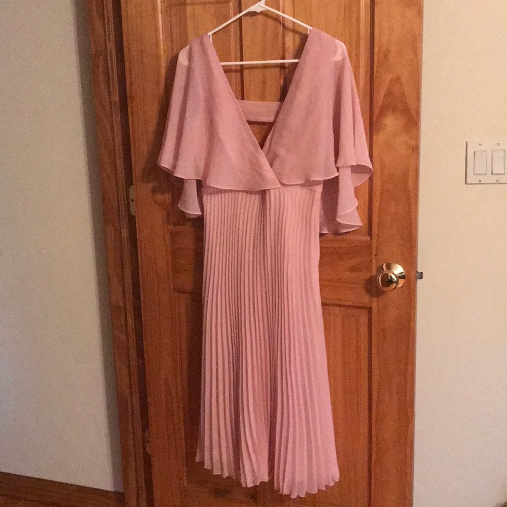 ASOS midi dress (pleat skirt flutter sleeve)